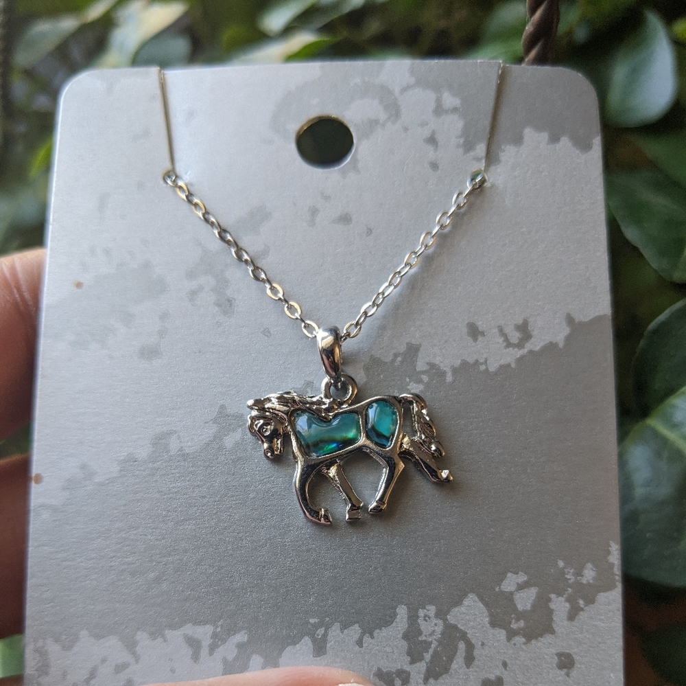 BLUE HORSE SILVER CHAIN NECKLACE